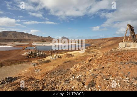 Salinas, Salzpfannen im Nordosten der Insel Sal, Kap Verde. Stockfoto