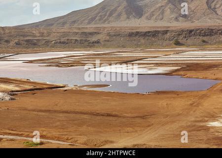 Salinas, Salzpfannen im Nordosten der Insel Sal, Kap Verde. Stockfoto