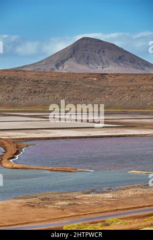 Salinas, Salzpfannen im Nordosten der Insel Sal, Kap Verde. Stockfoto