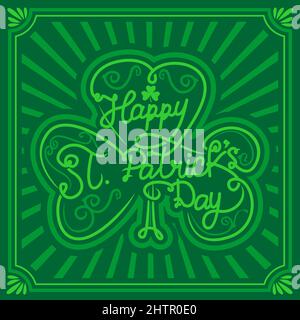 St. Patrick Day Poster. Happy st patricks Day Vintage Retro Typografie auf grünem Hintergrund. St. Patrick's Day. kleeblatt aus schamrock. Vintage-Vektor d Stock Vektor