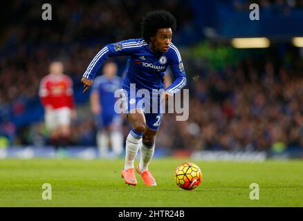 Chelseas Willian beim Barclays Premier League-Spiel zwischen Chelsea und Manchester United in Stamford Bridge in London. 7. Februar 2016. James Boardman/Tele-Bilder Stockfoto