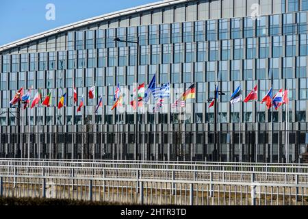 Sitz des NATO-Hauptquartiers in Brüssel. Politisches und administratives Zentrum der Organisation | Siege de l'OTAN a Evere Centre politique et Stockfoto