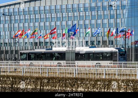 Sitz des NATO-Hauptquartiers in Brüssel. Politisches und administratives Zentrum der Organisation | Siege de l'OTAN a Evere Centre politique et Stockfoto