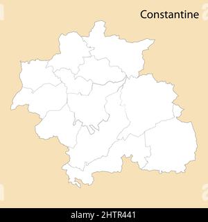 Hochwertige Karte von Constantine ist eine Provinz von Algerien, mit Grenzen der Bezirke Stock Vektor