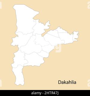 Hochwertige Karte von Dakahlia ist eine Region von Ägypten, mit Grenzen der Bezirke Stock Vektor