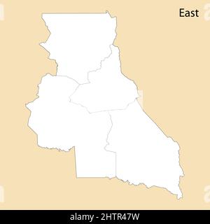 Hochwertige Karte der Ostregion ist eine Provinz von Kamerun, mit Grenzen der Bezirke Stock Vektor