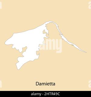 Hochwertige Karte von Damietta ist eine Region von Ägypten, mit Grenzen der Bezirke Stock Vektor