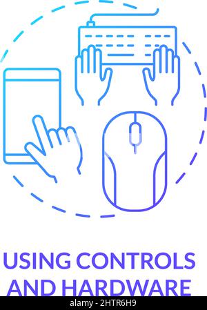 Verwenden von Steuerelementen und blauem Gradientenkonzept der Hardware Stock Vektor