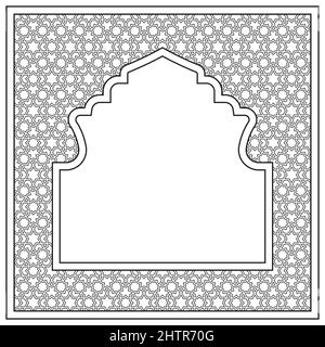 Rechteckiger Rahmen mit Proportion 1x1 . Arabischer Stil Stock Vektor