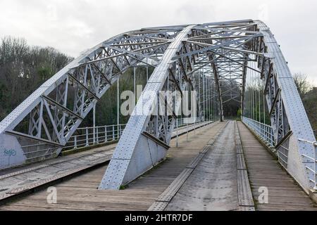 Wylam, Northumberland England: 8.. Februar 2022: Hagg Bank Bridge am Fluss Tyne Stockfoto