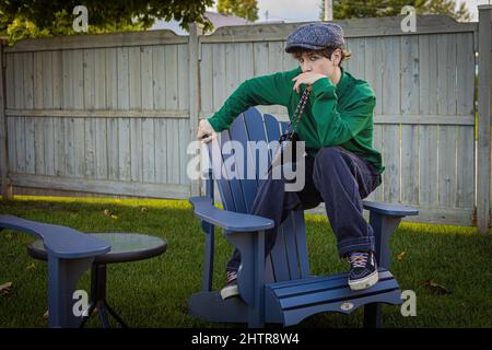 Der Quebecer Künstler / Sänger Hubert Lenoir posiert für ein Porträt Dienstag, 7. September 2021. Stockfoto