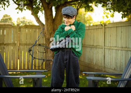 Der Quebecer Künstler / Sänger Hubert Lenoir posiert für ein Porträt Dienstag, 7. September 2021. Stockfoto