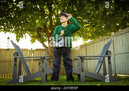 Der Quebecer Künstler / Sänger Hubert Lenoir posiert für ein Porträt Dienstag, 7. September 2021. Stockfoto