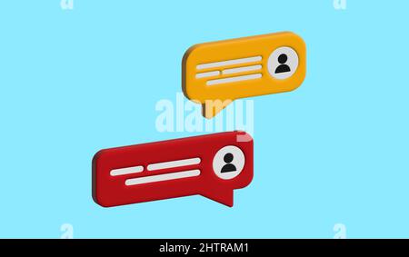 3D Chat-Blasen auf blauem Hintergrund isoliert. Stock Vektor