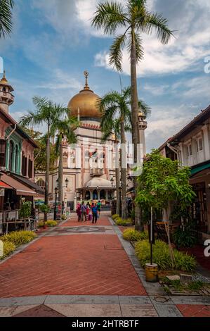 Sultan-Moschee, Kampong Glam, das muslimische Viertel von Singapur. Stockfoto