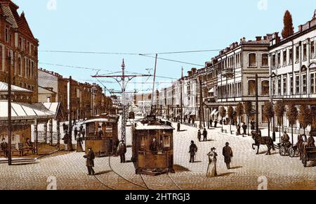 Kreshchatik-Platz, Kiew, Ukraine, Anfang des 20.. Jahrhunderts Stockfoto