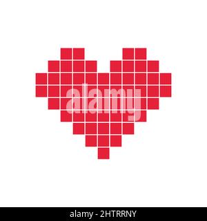 Rotes einfaches Herz aus Mosaik Pixel quadratischen Teilen - Vektor-Illustration. Stock Vektor