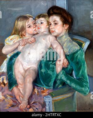 Die Liebkosung der amerikanischen Künstlerin Mary Cassatt (1844-1926), Öl auf Leinwand, 1902 Stockfoto