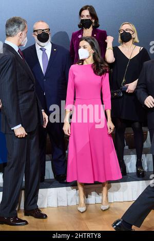 Pamplona, Navarra, Spanien. 2. März 2022. König Feldmann VI. Von Spanien, Königin Letizia von Spanien, nimmt am 2. März 2022 im Baluarte Conference Center und Auditorium von Navarra an der Verdienstmedaille in der Kunst 2020 Teil (Bildquelle: © Jack Abuin/ZUMA Press Wire) Stockfoto