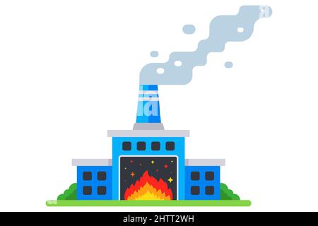 Große Fabrik mit einem Kamin und Rauch von ihm. Verschmutzung der Umwelt durch industrielle Unternehmen. Flache Vektor-Illustration. Stock Vektor