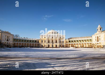 St. Petersburg, Russland - Februar, 2022: Pawlowsk Palace ist eine 18.-Jahrhundert russische kaiserliche Residenz, die auf Befehl von Katharina der Großen für h gebaut wurde Stockfoto