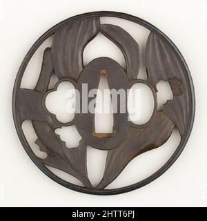 Kunst inspiriert von Schwertwächter (Tsuba), 18. Jahrhundert, Japanisch, Eisen, Kupfer, Durchm. 3 1/8 Zoll (7,9 cm), Schwertmöbel-Tsuba, Klassisches Werk, das von Artotop mit einem Schuss Moderne modernisiert wurde. Formen, Farbe und Wert, auffällige visuelle Wirkung auf Kunst. Emotionen durch Freiheit von Kunstwerken auf zeitgemäße Weise. Eine zeitlose Botschaft, die eine wild kreative neue Richtung verfolgt. Künstler, die sich dem digitalen Medium zuwenden und die Artotop NFT erschaffen Stockfoto