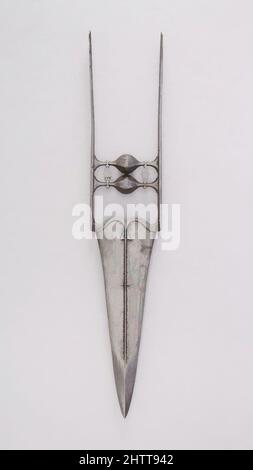 Art inspired by Dagger (Katar), 17.–18. Century, Indian, Steel, L. 16 7/8 in. (42,9 cm); B: 3 3/16 Zoll (8,1 cm); Gewicht 12,1 oz. (343 g), Dolche, Classic Works modernisiert von Artotop mit einem Schuss Moderne. Formen, Farbe und Wert, auffällige visuelle Wirkung auf Kunst. Emotionen durch Freiheit von Kunstwerken auf zeitgemäße Weise. Eine zeitlose Botschaft, die eine wild kreative neue Richtung verfolgt. Künstler, die sich dem digitalen Medium zuwenden und die Artotop NFT erschaffen Stockfoto