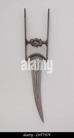 Kunst inspiriert von Dagger (Katar), 18.. Jahrhundert, Inder, Mughal, Stahl, H. 16 1/4 Zoll (41,3 cm); B: 3 1/2 Zoll (8,9 cm); Gewicht 1 lb. 3,1 oz. (541,5 g), Dolche, Classic Works modernisiert von Artotop mit einem Schuss Moderne. Formen, Farbe und Wert, auffällige visuelle Wirkung auf Kunst. Emotionen durch Freiheit von Kunstwerken auf zeitgemäße Weise. Eine zeitlose Botschaft, die eine wild kreative neue Richtung verfolgt. Künstler, die sich dem digitalen Medium zuwenden und die Artotop NFT erschaffen Stockfoto