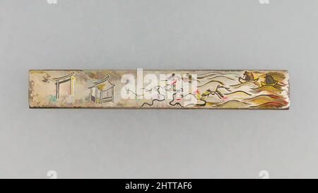 Kunst inspiriert von Messergriff (Kozuka), Mitte des 17. Bis Mitte des 18.. Jahrhunderts, japanisch, Silber, L. 3 13/16 Zoll (9,7 cm); B: 9/16 Zoll (1,4 cm); Stärke 3/16 Zoll (0,5 cm); Gewicht 1 oz. (28,3 g), Schwertmöbel-Kozuka, Klassisches Werk, das von Artotop mit einem Schuss Moderne modernisiert wurde. Formen, Farbe und Wert, auffällige visuelle Wirkung auf Kunst. Emotionen durch Freiheit von Kunstwerken auf zeitgemäße Weise. Eine zeitlose Botschaft, die eine wild kreative neue Richtung verfolgt. Künstler, die sich dem digitalen Medium zuwenden und die Artotop NFT erschaffen Stockfoto