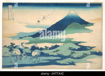 Kunst inspiriert vom Herrenhaus Umezawa in der Provinz Sagami, aus der Serie 36 Ansichten des Fuji-Berges (Fugaku sanjūrokkei, Sōshū Umezawa zai), 「冨嶽三十六景 相州梅沢左」, Edo-Zeit (1615–1868), ca. 1830–32, Japan, Polychromer Holzschnitt; Tinte und Farbe auf Papier, 10 1/8 x 15 1/8 Zoll (25,7 x 38,4 cm, Classic Works modernisiert von Artotop mit einem Schuss Modernität. Formen, Farbe und Wert, auffällige visuelle Wirkung auf Kunst. Emotionen durch Freiheit von Kunstwerken auf zeitgemäße Weise. Eine zeitlose Botschaft, die eine wild kreative neue Richtung verfolgt. Künstler, die sich dem digitalen Medium zuwenden und die Artotop NFT erschaffen Stockfoto