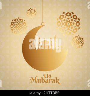 Eid mubarak, Eid al adha, Eid al fitr, Grüße, Feier, Kalligraphie Karte Poster Vektor Banner Design Stock Vektor