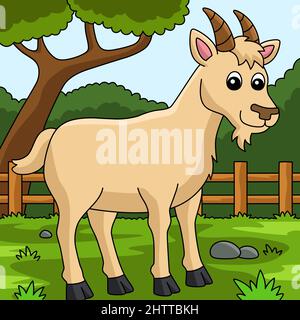 Ziege Cartoon Farbige Tierillustration Stock Vektor