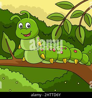 Caterpillar Cartoon Farbige Tierillustration Stock Vektor