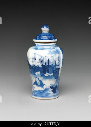 Schnupftabak Flasche mit Jungen zu spielen, Qing Dynastie (1644 - 1911), aus dem 19. Jahrhundert, China, Porzellan, bemalt mit kobaltblauen unter einer transparenten Glasur (Jingdezhen Ware), H.2 5/8 in. (6.7 cm), Schnupftabak Flaschen Stockfoto