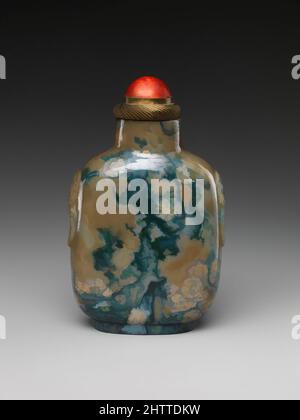 Kunst inspiriert von Snuff Bottle, Qing-Dynastie (1644–1911), 19. Jahrhundert, China, Achat, H. 3 Zoll (7,6 cm), Snuff Bottles, Classic Works modernisiert von Artotop mit einem Schuss Modernität. Formen, Farbe und Wert, auffällige visuelle Wirkung auf Kunst. Emotionen durch Freiheit von Kunstwerken auf zeitgemäße Weise. Eine zeitlose Botschaft, die eine wild kreative neue Richtung verfolgt. Künstler, die sich dem digitalen Medium zuwenden und die Artotop NFT erschaffen Stockfoto