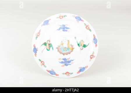 Von Plate inspirierte Kunst, Qing-Dynastie (1644–1911), China, Porzellan mit überglasierten Famille-Verte-Emaillen bemalt, Durchm. 8 1/4 Zoll (21 cm), Keramik, Klassisches von Artotop modernisiertes Werk mit einem Schuss Moderne. Formen, Farbe und Wert, auffällige visuelle Wirkung auf Kunst. Emotionen durch Freiheit von Kunstwerken auf zeitgemäße Weise. Eine zeitlose Botschaft, die eine wild kreative neue Richtung verfolgt. Künstler, die sich dem digitalen Medium zuwenden und die Artotop NFT erschaffen Stockfoto