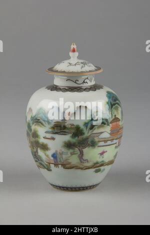 Kunst inspiriert von Glas mit Cover, Qing-Dynastie (1644–1911), Qianlong-Periode (1736–95), China, Porzellan, H. 4 Zoll (10,2 cm), Keramik, Klassisches von Artotop modernisiertes Werk mit einem Schuss Moderne. Formen, Farbe und Wert, auffällige visuelle Wirkung auf Kunst. Emotionen durch Freiheit von Kunstwerken auf zeitgemäße Weise. Eine zeitlose Botschaft, die eine wild kreative neue Richtung verfolgt. Künstler, die sich dem digitalen Medium zuwenden und die Artotop NFT erschaffen Stockfoto