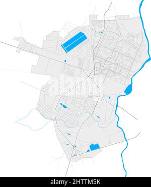 Chervonohrad, Lwiw Oblast, Ukraine hochauflösende Vektorkarte mit Stadtgrenzen und umrissenen Wegen. Weiße zusätzliche Umrisse für Hauptstraßen. Viele Stock Vektor