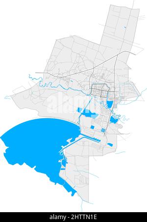 Netischyn, Oblast Khmelnyzkyj, Ukraine hochauflösende Vektorkarte mit Stadtgrenzen und umrissenen Pfaden. Weiße zusätzliche Umrisse für Hauptstraßen. M Stock Vektor