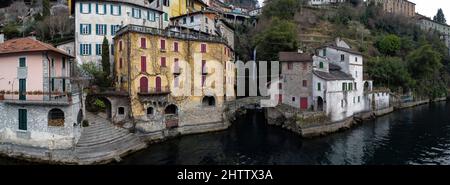 Blick auf das Dorf Nesso am Comer See Stockfoto