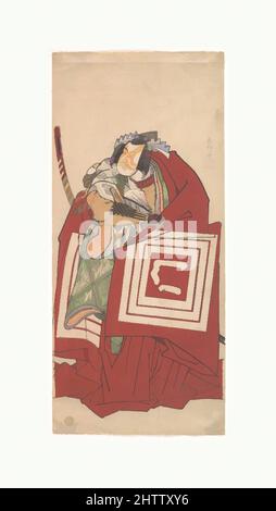 Kunst inspiriert von Kabuki Schauspieler Ichikawa Monnosuke II als Shinozuka in einem Shibaraku (Stop Right There!) Szene, 二代目市川門之助, Edo-Periode (1615–1868), 11. Monate, 1790, Japan, Polychromer Holzschnitt; Tinte und Farbe auf Papier, Hosoban 12 7/8 x 5 3/4 Zoll (32,7 x 14,6 cm), Drucke, Katsukawa Shunkō, Klassische Werke, die von Artotop mit einem Schuss Moderne modernisiert wurden. Formen, Farbe und Wert, auffällige visuelle Wirkung auf Kunst. Emotionen durch Freiheit von Kunstwerken auf zeitgemäße Weise. Eine zeitlose Botschaft, die eine wild kreative neue Richtung verfolgt. Künstler, die sich dem digitalen Medium zuwenden und die Artotop NFT erschaffen Stockfoto