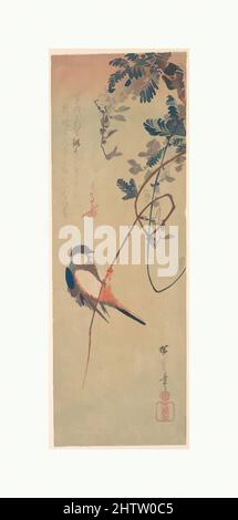 Kunst inspiriert von Bird und Wisteria, Edo-Zeit (1615–1868), ca. 1835, Japan, Polychromer Holzschnitt; Tinte und Farbe auf Papier, 14 1/2 x 5 Zoll (36,8 x 12,7 cm), Drucke, Utagawa Hiroshige (Japanisch, Tokio (Edo) 1797–1858 Tokio (Edo, Klassisches Werk, das von Artotop mit einem Schuss Moderne modernisiert wurde. Formen, Farbe und Wert, auffällige visuelle Wirkung auf Kunst. Emotionen durch Freiheit von Kunstwerken auf zeitgemäße Weise. Eine zeitlose Botschaft, die eine wild kreative neue Richtung verfolgt. Künstler, die sich dem digitalen Medium zuwenden und die Artotop NFT erschaffen Stockfoto