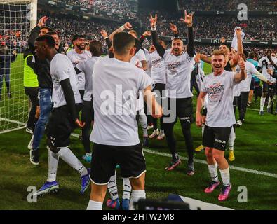 Valencia, Spanien. 02. März 2022. Copa del Rey Halbfinale zweite Runde Spiel: Valencia gegen Athletic Club Bilbao im Mestalla Stadion. Valencia March 02, 2022 Partido de vuelta de la semifinal de la Copa del Rey: Valencia vs Athletic Club Bilbao en el Estadio de Mestalla, Valencia 2 de Marzo de 2022 900/Cordon Presseinformation: CORDON PRESS/Alamy Live News Stockfoto