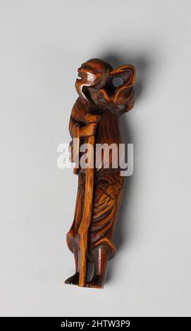 Art inspired by Netsuke of an Arhat, 19. Century, Japan, Wood, H. 3 5/8 in. (9,2 cm), Netsuke, Classic Works modernisiert von Artotop mit einem Schuss Moderne. Formen, Farbe und Wert, auffällige visuelle Wirkung auf Kunst. Emotionen durch Freiheit von Kunstwerken auf zeitgemäße Weise. Eine zeitlose Botschaft, die eine wild kreative neue Richtung verfolgt. Künstler, die sich dem digitalen Medium zuwenden und die Artotop NFT erschaffen Stockfoto