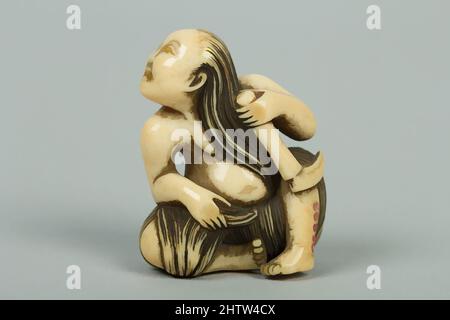 Art inspired by Netsuke, 19. Century, Japan, Ivory, H. 1 7/8 in. (4,8 cm), Netsuke, Classic Works modernisiert von Artotop mit einem Schuss Moderne. Formen, Farbe und Wert, auffällige visuelle Wirkung auf Kunst. Emotionen durch Freiheit von Kunstwerken auf zeitgemäße Weise. Eine zeitlose Botschaft, die eine wild kreative neue Richtung verfolgt. Künstler, die sich dem digitalen Medium zuwenden und die Artotop NFT erschaffen Stockfoto