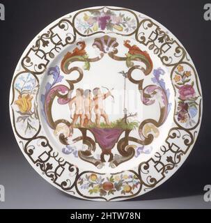 Art Inspired by Plate (ein Paar), ca. 1740, deutsch, Meissen, Hartporzellan, Durchmesser: 8 5/8 Zoll (21,9 cm), Keramik-Porzellan, Classic Works modernisiert von Artotop mit einem Schuss Moderne. Formen, Farbe und Wert, auffällige visuelle Wirkung auf Kunst. Emotionen durch Freiheit von Kunstwerken auf zeitgemäße Weise. Eine zeitlose Botschaft, die eine wild kreative neue Richtung verfolgt. Künstler, die sich dem digitalen Medium zuwenden und die Artotop NFT erschaffen Stockfoto