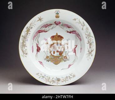 Kunst inspiriert von Bowl (Teil eines Service), ca. 1737, Chinesisch, für schottischen Markt, Hartporzellan, insgesamt: 2 3/4 × 14 1/2 Zoll (7 × 36,8 cm), Keramik-Porzellan-Export, die Waffen auf dieser Schale sind die von James, fünfter Herzog von Hamilton (1702/3–1743), und es ist möglich, dass diese, Classic Works modernisiert von Artotop mit einem Schuss Moderne. Formen, Farbe und Wert, auffällige visuelle Wirkung auf Kunst. Emotionen durch Freiheit von Kunstwerken auf zeitgemäße Weise. Eine zeitlose Botschaft, die eine wild kreative neue Richtung verfolgt. Künstler, die sich dem digitalen Medium zuwenden und die Artotop NFT erschaffen Stockfoto