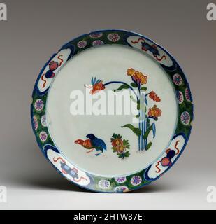 Kunst inspiriert von Plate, 18. Jahrhundert, Niederländisch, Delft, Zinn-glasierte Steinwaren, Durchmesser: 9 Zoll (22,9 cm), Keramik-Keramik, Klassisches Werk, modernisiert von Artotop mit einem Schuss Moderne. Formen, Farbe und Wert, auffällige visuelle Wirkung auf Kunst. Emotionen durch Freiheit von Kunstwerken auf zeitgemäße Weise. Eine zeitlose Botschaft, die eine wild kreative neue Richtung verfolgt. Künstler, die sich dem digitalen Medium zuwenden und die Artotop NFT erschaffen Stockfoto