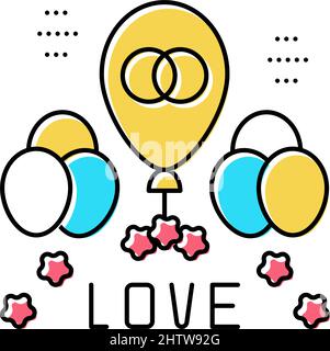 Hochzeitstag Luftballons Dekoration Farbe Symbol Vektor Illustration Stock Vektor