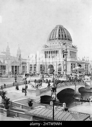 Verwaltungsgebäude und Grand Court, World's Columbian Exposition, Chicago, Illinois, USA, Frances Benjamin Johnston, 1893 Stockfoto